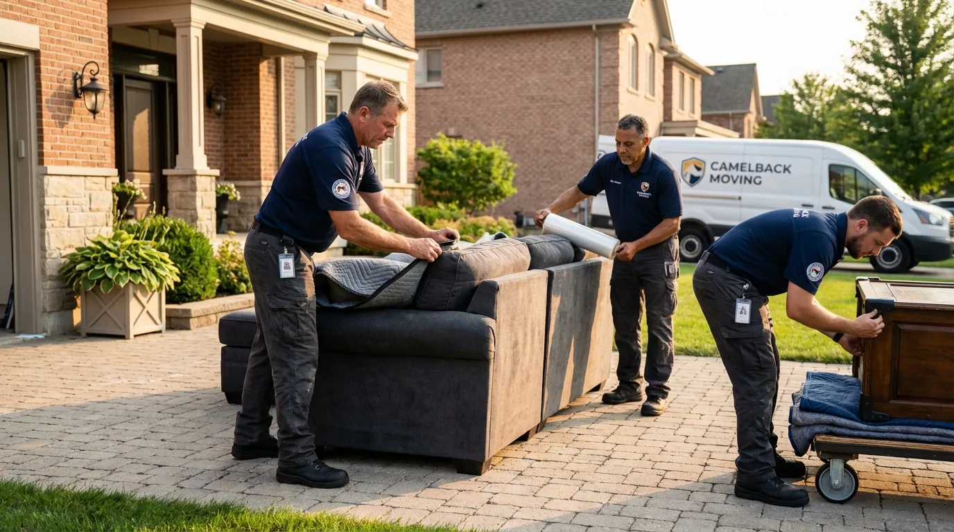 Large estate moving crew wrapping furniture in Lebanon, IN