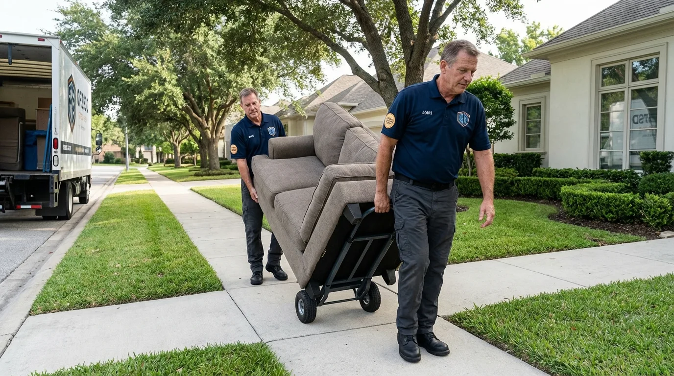 Local residential moving crew loading furniture in Lebanon, IN